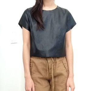 VIVIAN CHAN Leather Crop Top